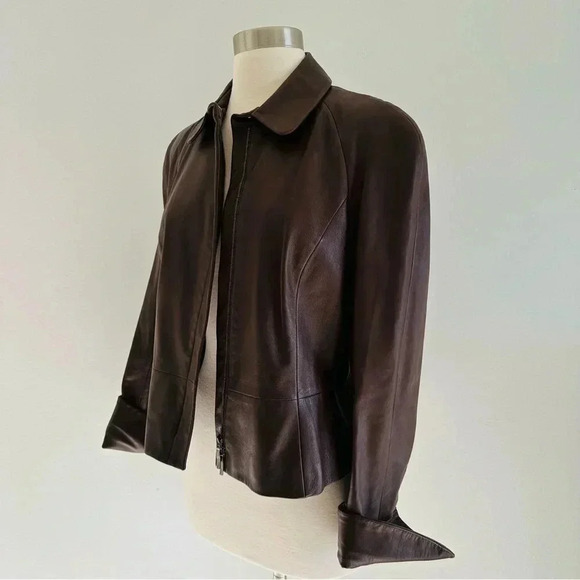 Salvatore Ferragamo Genuine Leather Jacket Brown Italy S - Picture 6 of 14